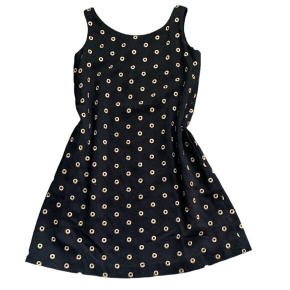 Steven Stolman Embroidered Sleeveless Shift Dress Sz 6 Black & Gold 134F - Picture 3 of 9